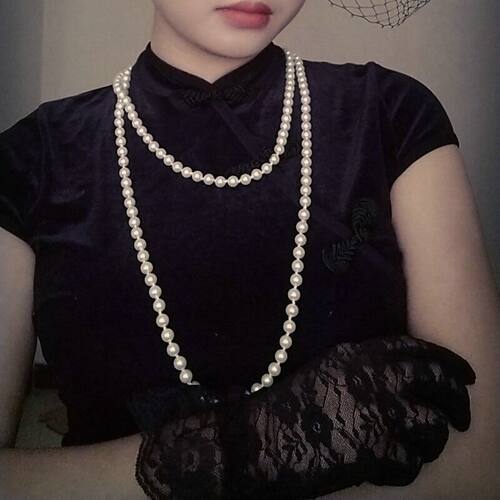 珍珠串珠叠戴多层女长款毛衣链