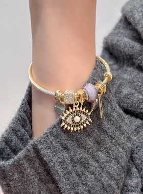 欧美风vintage恶魔之眼金色手镯