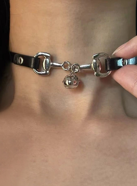 金属皮质女铃铛项圈项链