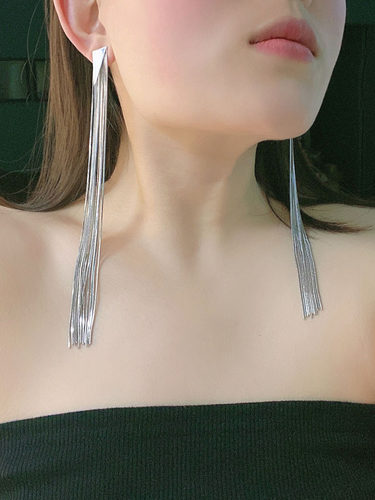夸张蛇骨链女超长流苏耳环