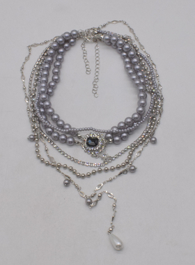 珍珠圆珠女式水滴项链