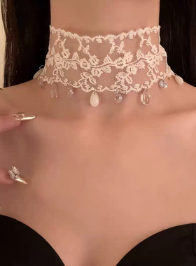 白色蕾丝纯欲氛围感颈链项链女款
