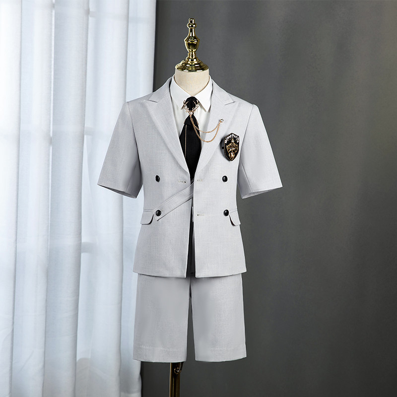 【清仓】儿童西装套装夏季男童礼服英伦风短袖主持人生日演出服