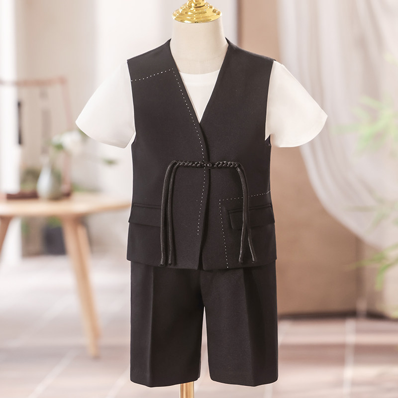 【清仓】男童中式西装套装马甲夏季儿童花童主持人礼服钢琴演出服