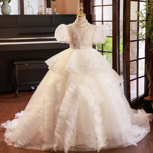 银蔓琦女童礼服公主裙拖尾