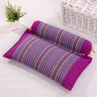 棉老粗布单人成人组合颈椎枕套糖果枕保健枕荞麦壳圆形枕头枕头