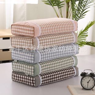 全棉成人水洗棉格子立体方形成人荞麦枕头颈椎枕枕套内胆套可拆洗