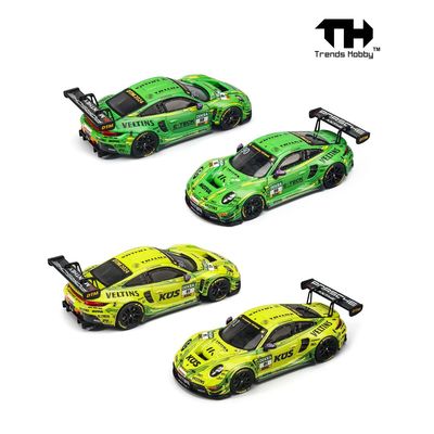 TH车模1:64 保时捷911GT3R 黄绿色 合金车模仿真汽车模型收藏摆件