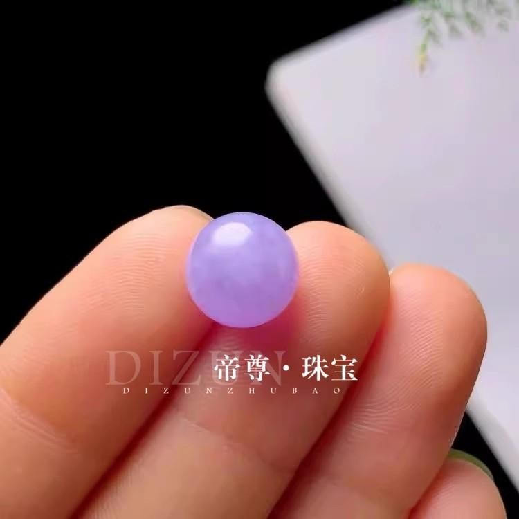 2025缅甸翡翠A货冰种紫罗兰珠子镶嵌耳钩耳环diy吊坠项链紫色圆散