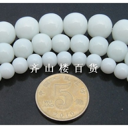 20256mm10毫米8m瓷白色圆形玻璃水晶珠子DIY手工项链手链佛牌链散