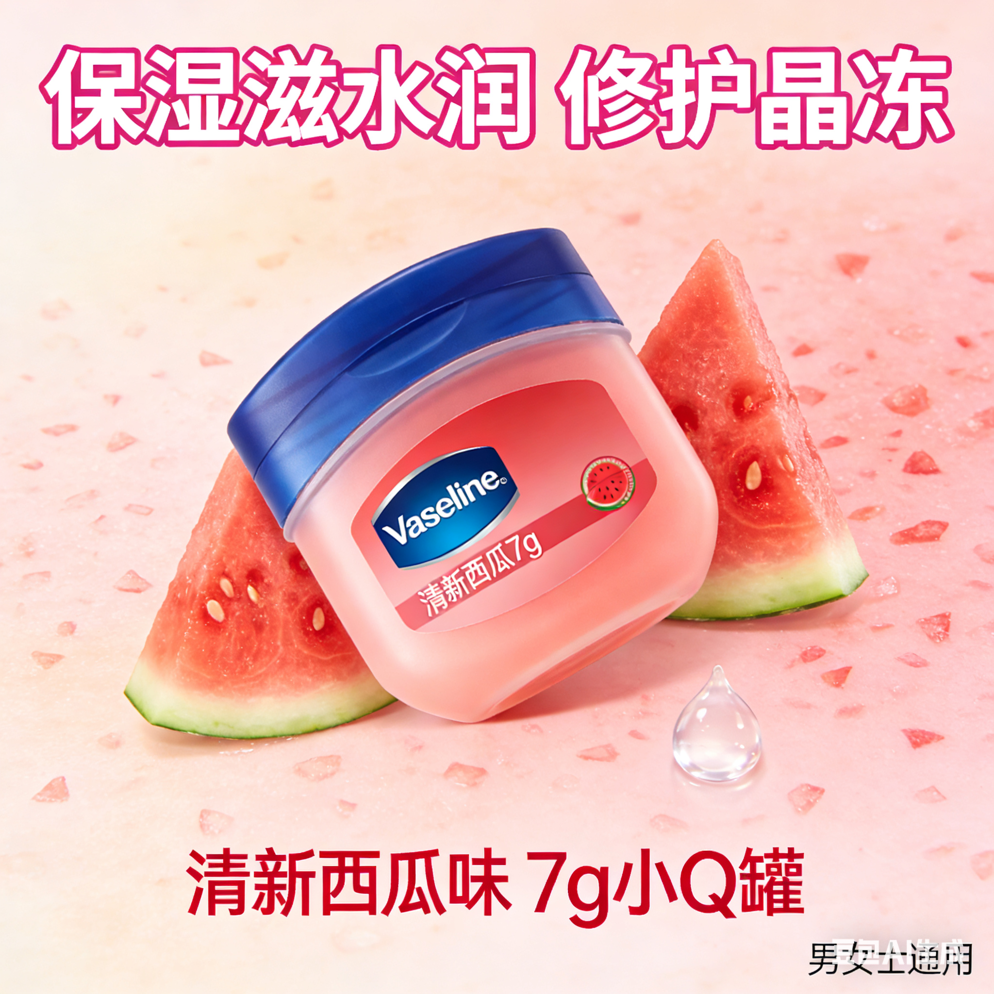 凡士林西瓜味润唇膏小Q 罐补水保湿修护唇膜防唇干裂清新西瓜味,美容护肤/美体/精油,润唇膏,淘宝优惠券,粉丝福利购,淘宝优惠卷