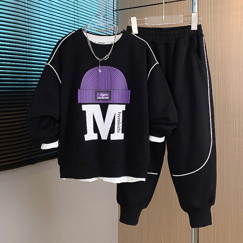 童装男童春秋装套装2025新款时髦卫衣秋季中大童运动帅气两件套潮