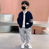 帅气时髦棒球服 儿童洋气加绒上衣男孩秋季 男童外套春秋装 2026新款