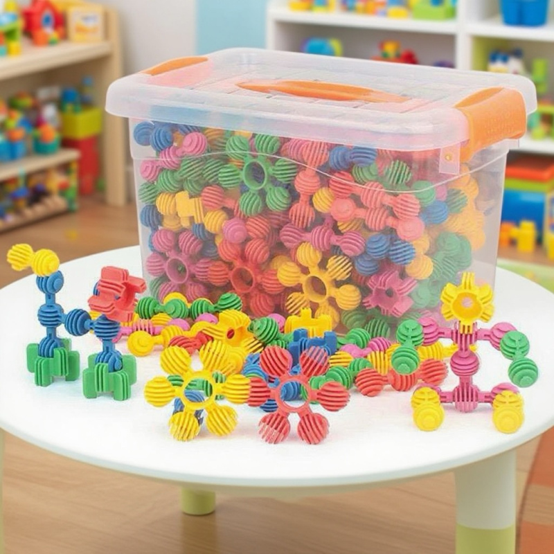 儿童拼插拼搭塑料积木彩色幼儿园桌面积木玩具小太阳花创意早教