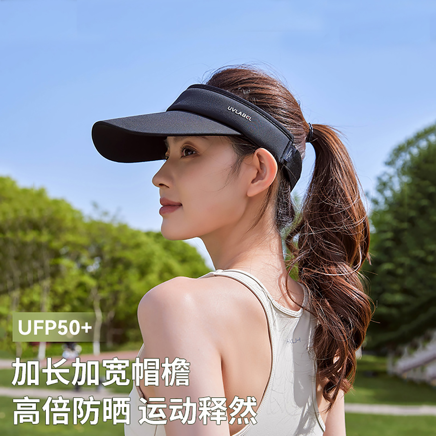 新品lu款防晒帽男女款遮阳帽子户外太阳帽高尔夫球运动骑行空顶帽