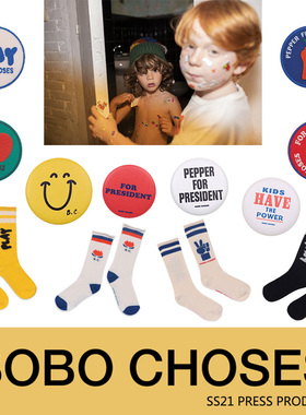 666现货！BOBO CHOSES SS21 春夏新款袜子徽章配件官方正品男女童
