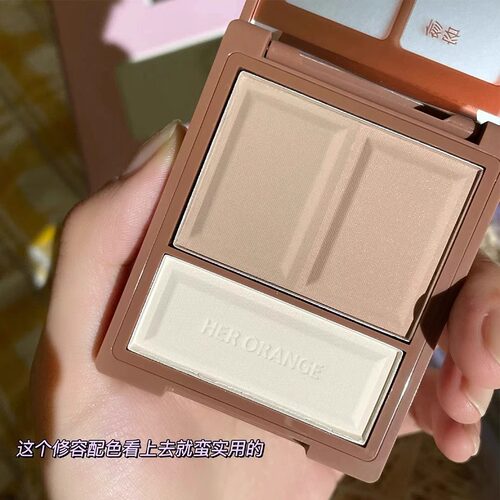 三色哑光高光修容一体盘