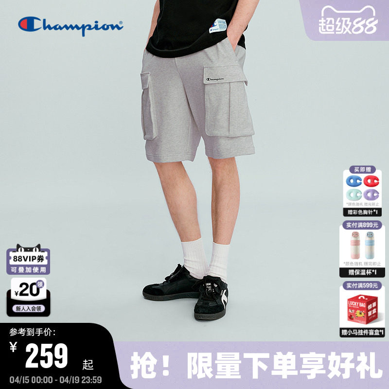 Champion冠军工装裤男2026夏季新款五分短裤大口袋黑色休闲风潮女
