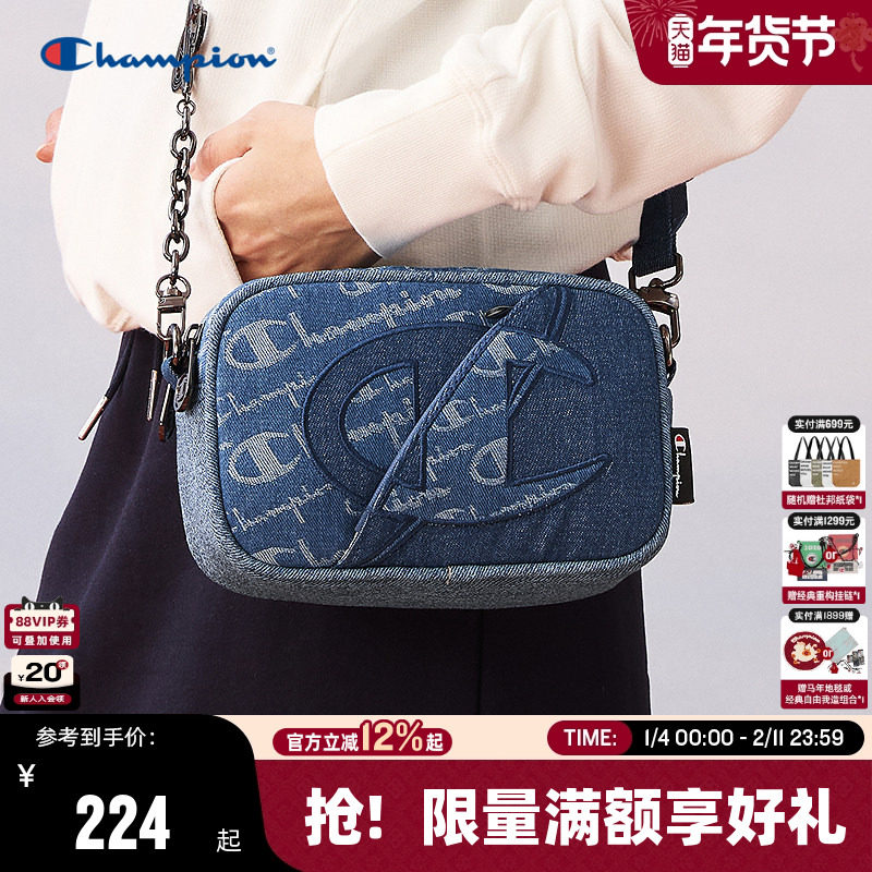 Champion冠军老花相机包25秋冬新款复古斜挎包男女斜纹牛仔单肩包,运动包/户外包/配件,单肩背包,淘宝优惠券,粉丝福利购,淘宝优惠卷