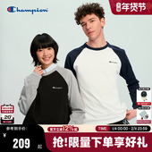 T恤男2026春季 新款 刺绣插肩袖 Champion冠军长袖 打底衫 女撞色基础