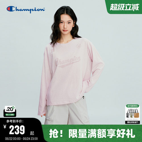 Champion冠军圆领长袖T恤女罩衫