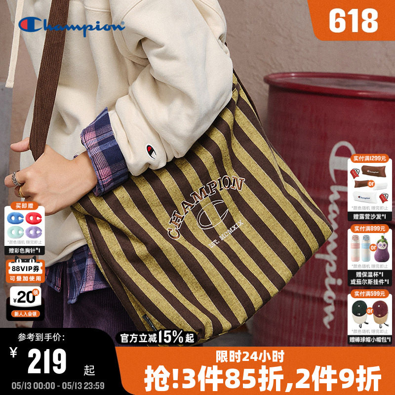 Champion冠军斜挎包26夏季新款女大容量帆布包双面可背通勤单肩包