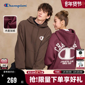 Champion冠军加绒连帽卫衣男25冬季 复古风秋季 新款 红色上衣潮美式