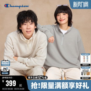 女半开襟纯色 新款 丁禹兮同款 Champion冠军半拉链翻领卫衣男26春季