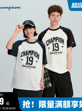Champion情侣款插肩袖印花T恤