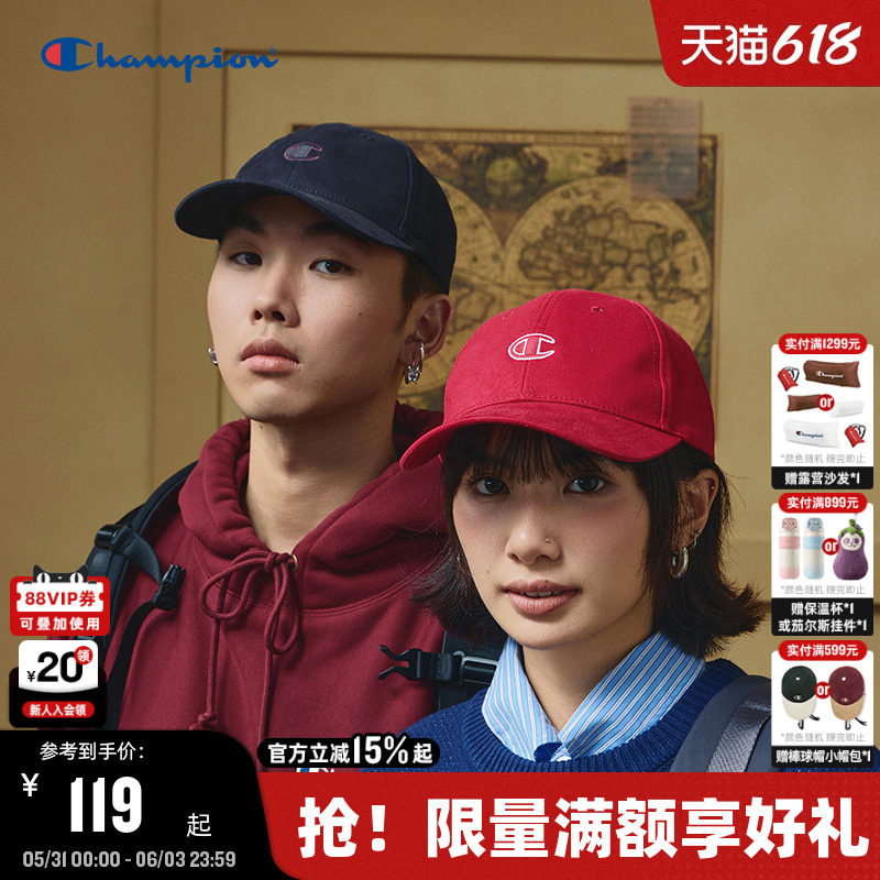 Champion冠军鸭舌帽2025秋冬新款小脸帽女复古红色棒球帽男运动帽