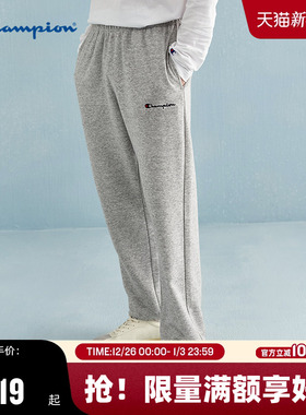 Champion冠军束脚卫裤男春秋新款刺绣草写logo灰色长裤女潮牌