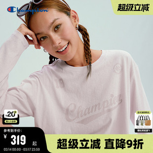 Champion冠军圆领长袖T恤女2026春季新款休闲流光运动风打底衫潮