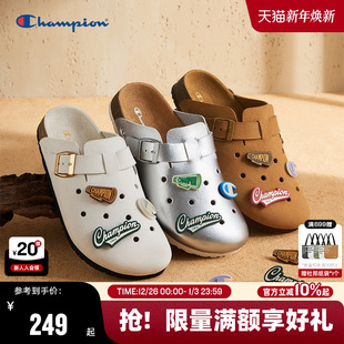 复古包头夏季 Champion冠军拖鞋 洞洞勃肯鞋 新款 女外穿半拖 男25夏季