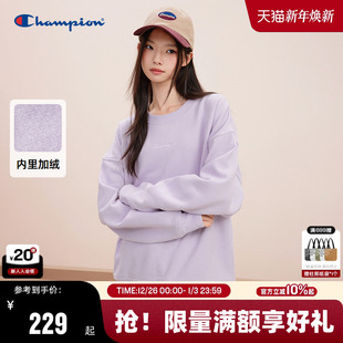 保暖运动冬季 休闲上衣美式 新款 Champion冠军加绒圆领卫衣女秋季