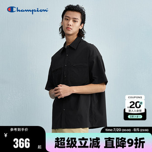 Champion冠军衬衫 秋中性简约宽松机能T恤 男25夏季 翻领POLO短袖