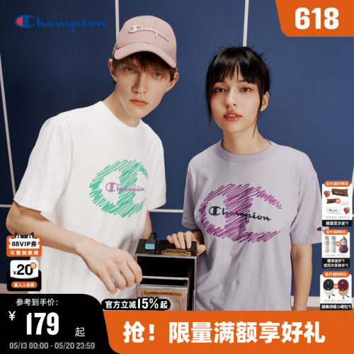 Champion冠军涂鸦草写logo上衣
