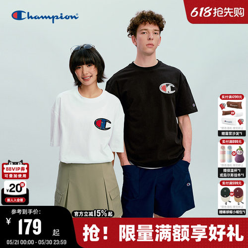 Champion冠军短袖休闲男毛巾绣