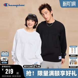 女简约情侣纯棉舒适打底衫 新款 潮 T恤男秋季 Champion冠军长袖