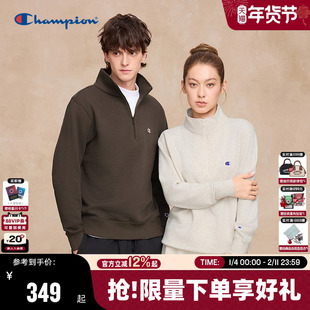 Champion冠军半拉链翻领卫衣男2025秋季新款立领上衣女休闲半开襟