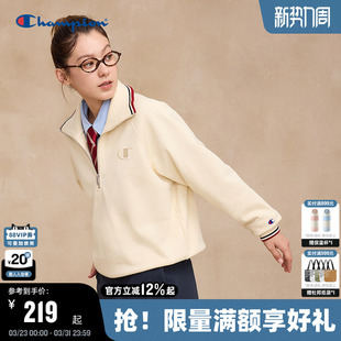 Champion冠军半拉链翻领卫衣女2025秋季 潮海军领休闲简约上衣 新款