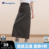 Champion冠军半身裙女春秋时尚 纯色直筒长裙简约纯色 潮卡其工装