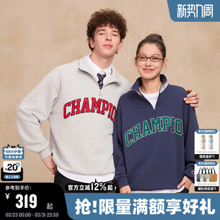 新款 Champion冠军半拉链翻领卫衣女26春季 休闲纯棉 云旗同款