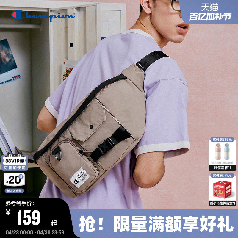Champion冠军多口袋工装斜挎包秋冬休闲运动包男女单肩包胸包美式
