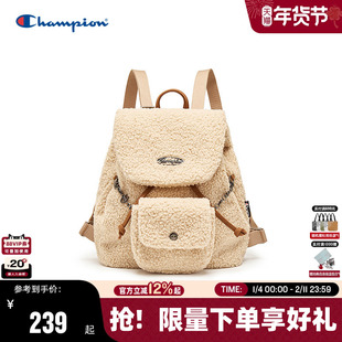 Champion冠军小型双肩包25冬季新款墩墩包女背包毛绒书包男旅行包