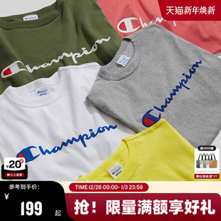 多巴胺短袖 复古休闲夏季 女 新款 Champion冠军纯棉情侣t恤男25夏季