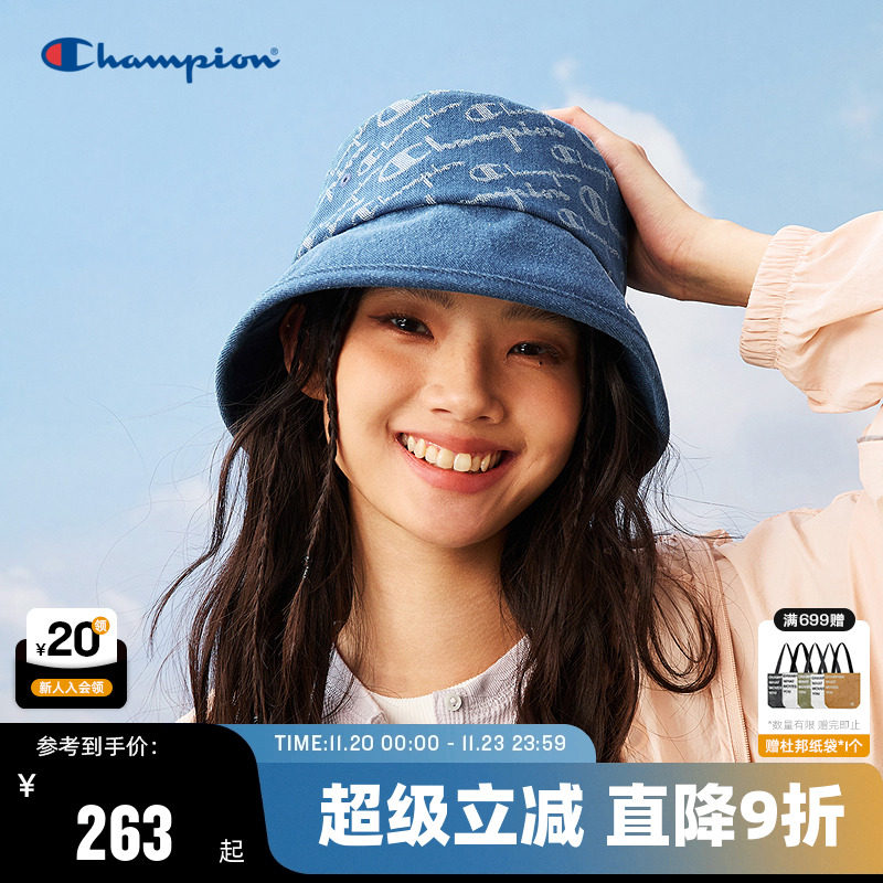 Champion冠军渔夫帽25夏季新款老花渔夫帽子男女情侣休闲遮阳盆帽