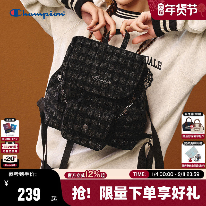 Champion冠军小型双肩包25秋冬新款迷你墩墩包小香风旅行通勤背包