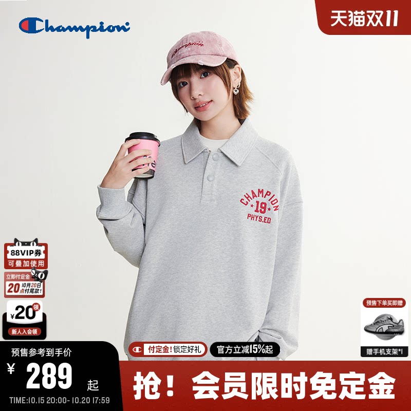 【预售】Champion冠军套头卫衣男26秋季学院风翻领上衣女情侣