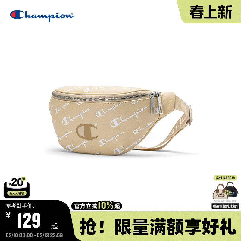 Champion冠军腰包满印老花女斜挎包情侣款休闲胸包男复古时尚通勤
