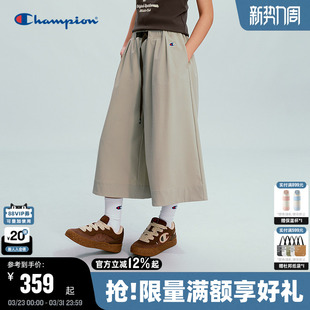 女2026春季 工装 新款 美式 风潮 宽松七分喇叭裤 Champion冠军阔腿裤